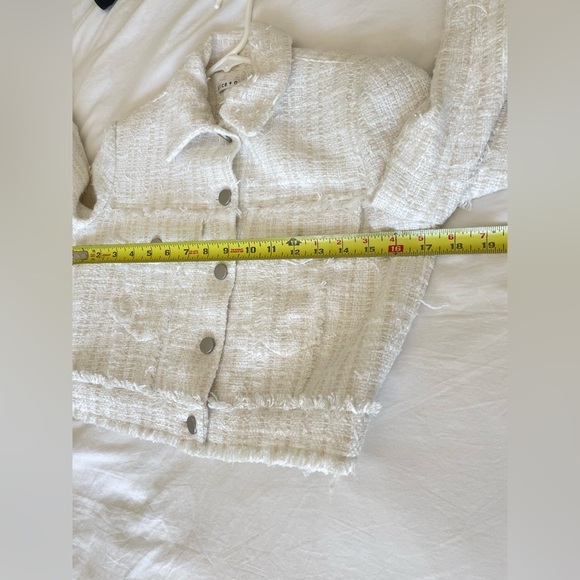 Alice + Olivia Chloe Tweed Cropped Blazer Jacket Size S Cream White Boucle - Picture 8 of 10